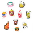 1 шт. Подвеска для обуви в виде гамбургера и напитков, аксессуары для обуви в виде картошки фри, попкорна и кофе, украшение для детских праздничных подарков Croc Jibz