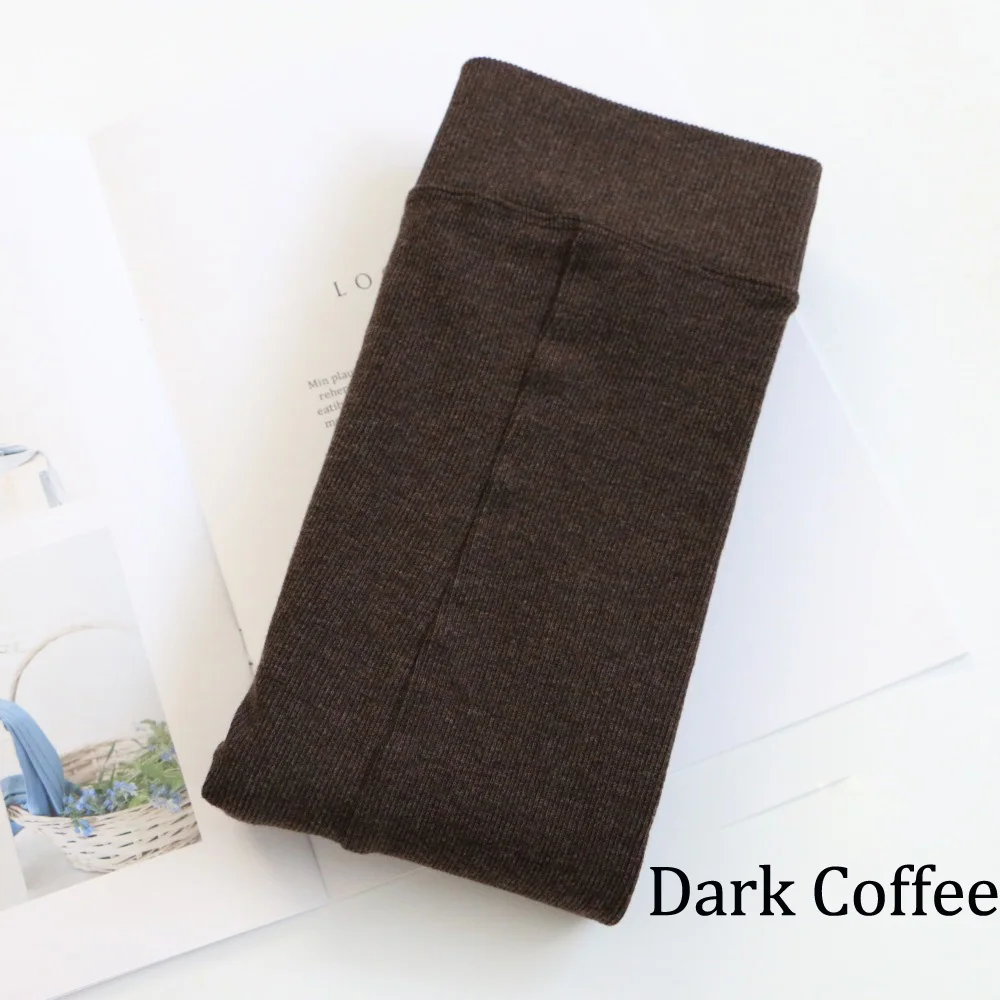 Dark Coffee Японские корейские Популярные Теплые мягкие шерстяные колготки на осень и зиму, хлопковые однотонные колготки, эластичные кашемировые брюки кремового цвета, цвета хаки, верблюжьего, серого цвета - Color: Dark Coffee