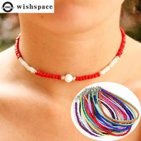 wishspace bohemia stained glass bead chocker chain fashionable woman necklace jewelry wholesale valentines day gift
