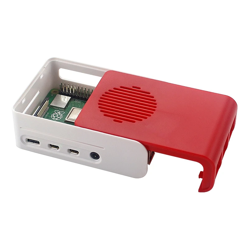 

ABS Case with Backlight RGB LED Fan Plastic Red White Shell Housing for Raspberry Pi 4 Model B