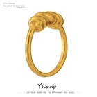 Простое Золотое кольцо Yhpup с галстуком, женское ювелирное изделие из нержавеющей стали в стиле панк, новое дизайнерское кольцо с металлической текстурой, бижутерия для праздничного подарка 2021
