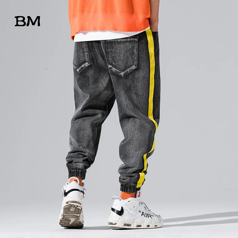 Весна 2020 уличная одежда Джоггеры для мужчин корейские желтые полосатые