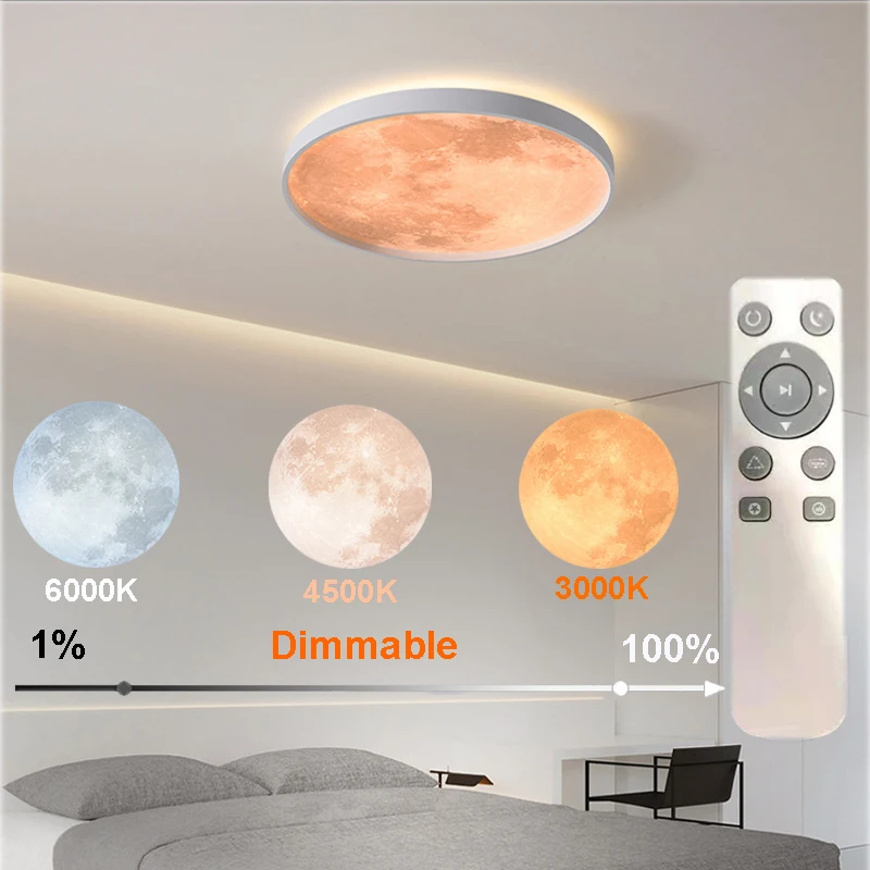 

Светодиодные потолочные светильники Moon, теплсветильник/естественный/Холодный свет для кухни, спальни, кабинета, коридора, балкона, 18 Вт, 24 В...