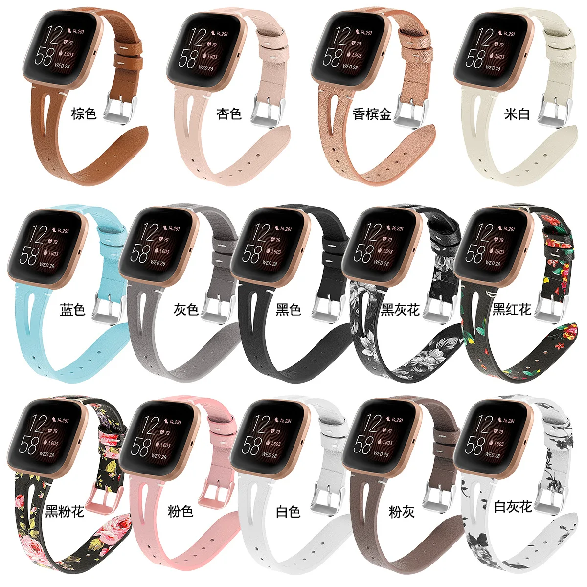 

Подходит для умных часов fitbit versa 2, первый слой, коровья кожа, наконечник, отверстие, кожаный ремешок с принтом