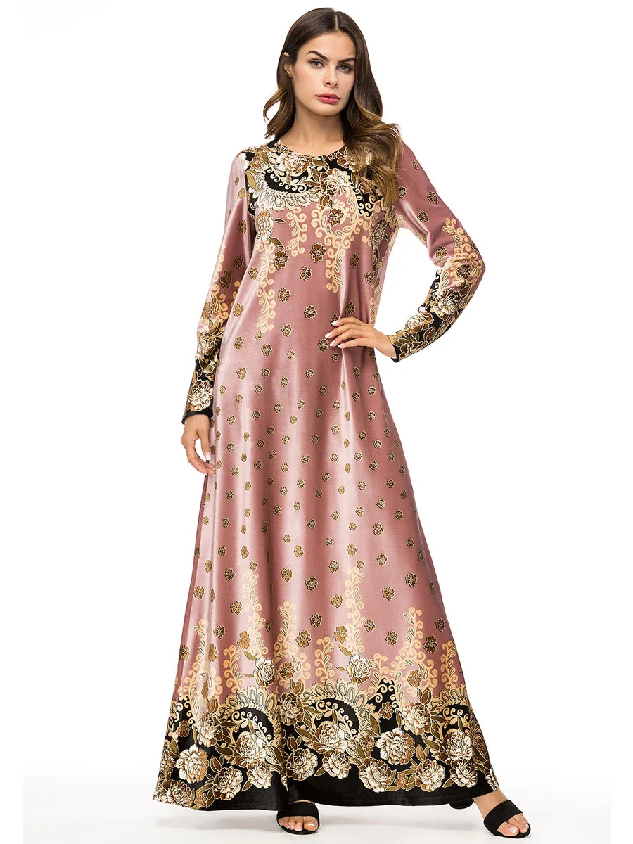 Мусульманская Этническая Женская одежда трапециевидные макси платья абайя