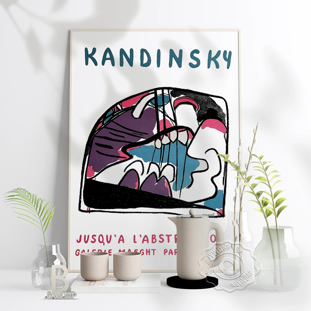 

Kandinsky Exhibition Museum Poster, Jusqv'A L'A Bstraction Galelrie Maeght Paris Art Prints, French Vintage Wall Home Decor Gift