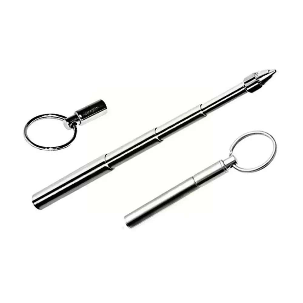 1pc Mini Metal Ring Steel Telescopic Pen Chain Point Tool Telescoping Ball M7s1 |