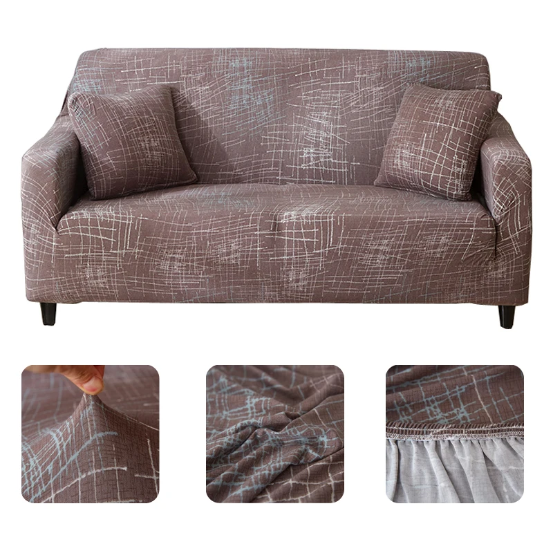 

Stripe Sofa Cover Printed Elastic Stretch Plaid Slipcover Sofa Covers for Living Room 1/2/3/4 Seater