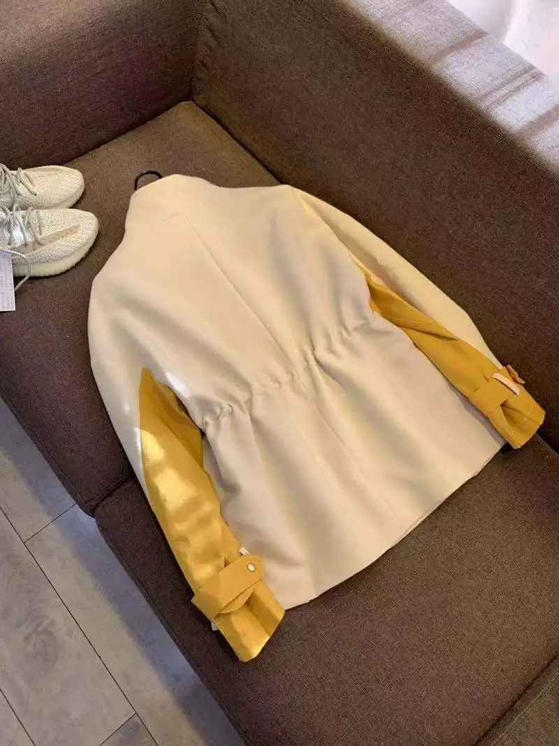 Fashion Casual Jacket Woman Joining Together Draw String Stand Collar Loose Coat Autumn | Женская одежда