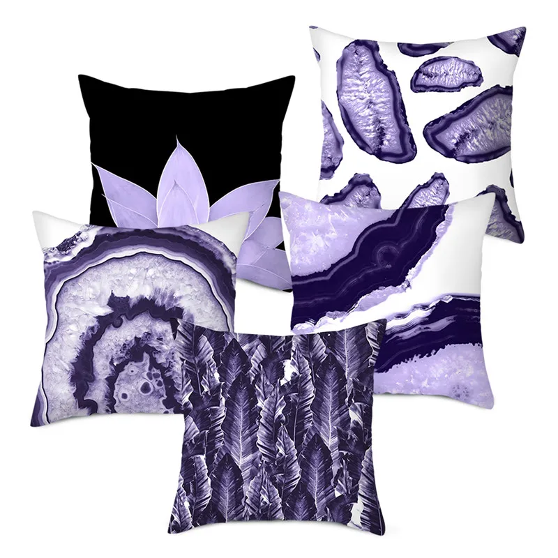 Fuwatacchi геометрические фиолетовые Чехлы для подушек с цветами и лепестками