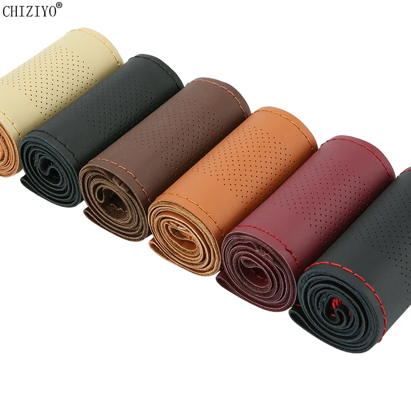 Оплетка для руля 38 см из чехол рулевого колеса автомобиля натуральной кожи