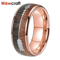 rose gold tungsten carbide ring for men women wedding band koa wood arrow inlay dome edges comfort fit man fashion ring