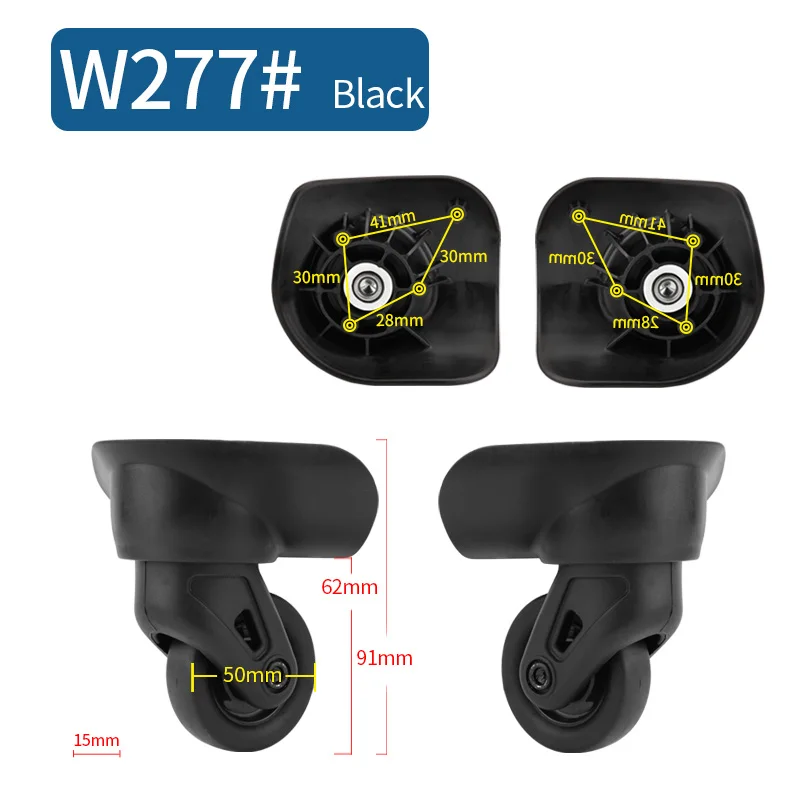 W277(2 Wheels)Black Чемодан Замена колеса ремонт фитинг чемодан тяга коробка оборудование Замена аксессуары 360 Универсальные ролики - Цвет: W277(2 Wheels)Black