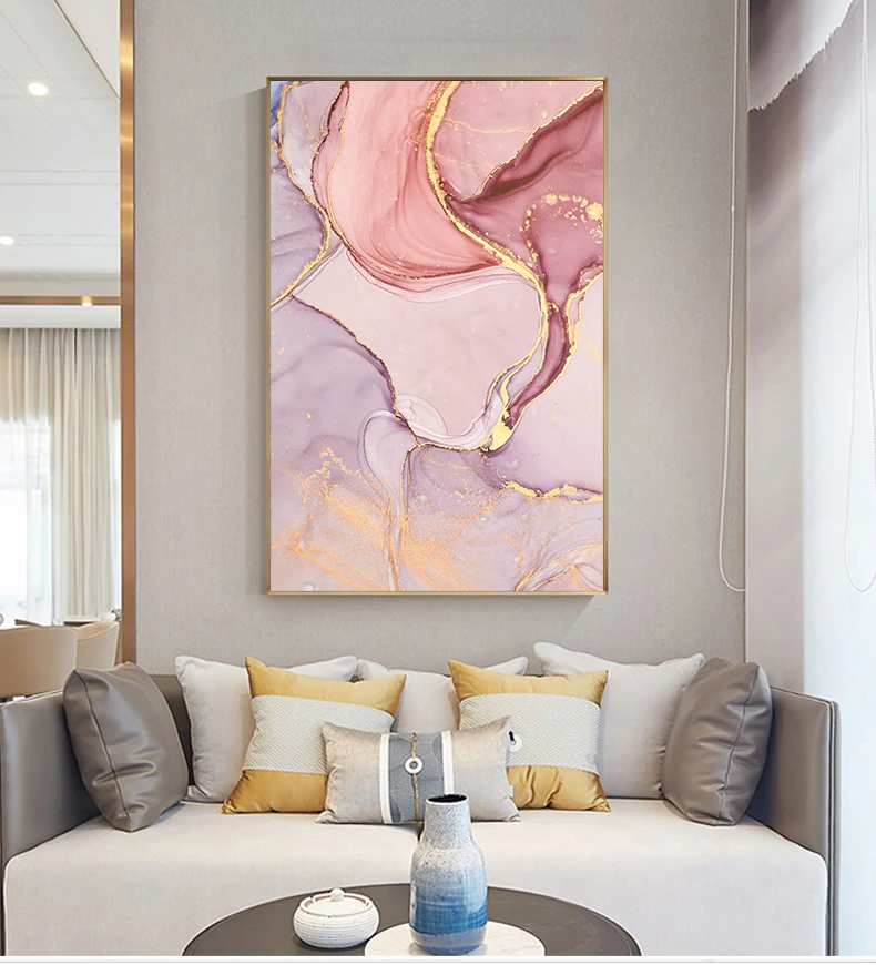 

Nordic Pink Purple Abstract Canvas Painting Scandinavian Wall Art Home Decor Poster and Print Wall Picture for Living Room Decor