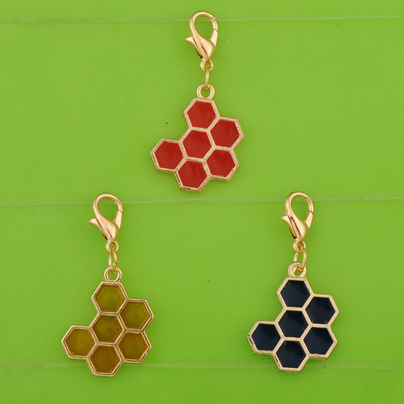 DIY металлические подвески эмалированные соты пчелиный улей кулоны с застежкой