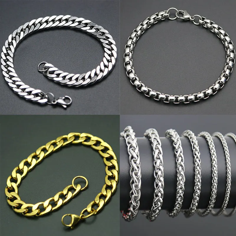 Браслет из нержавеющей стали 316L браслет 4 мм 5 6 7 для мужчин и женщин|Цепочки