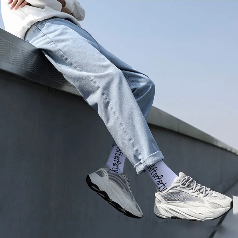 

Fashion Trend Autumn Men's Jeans 2021 New Casual Solid Color Comfortable Loose Straight All-Match Oversized Jeans 5XL