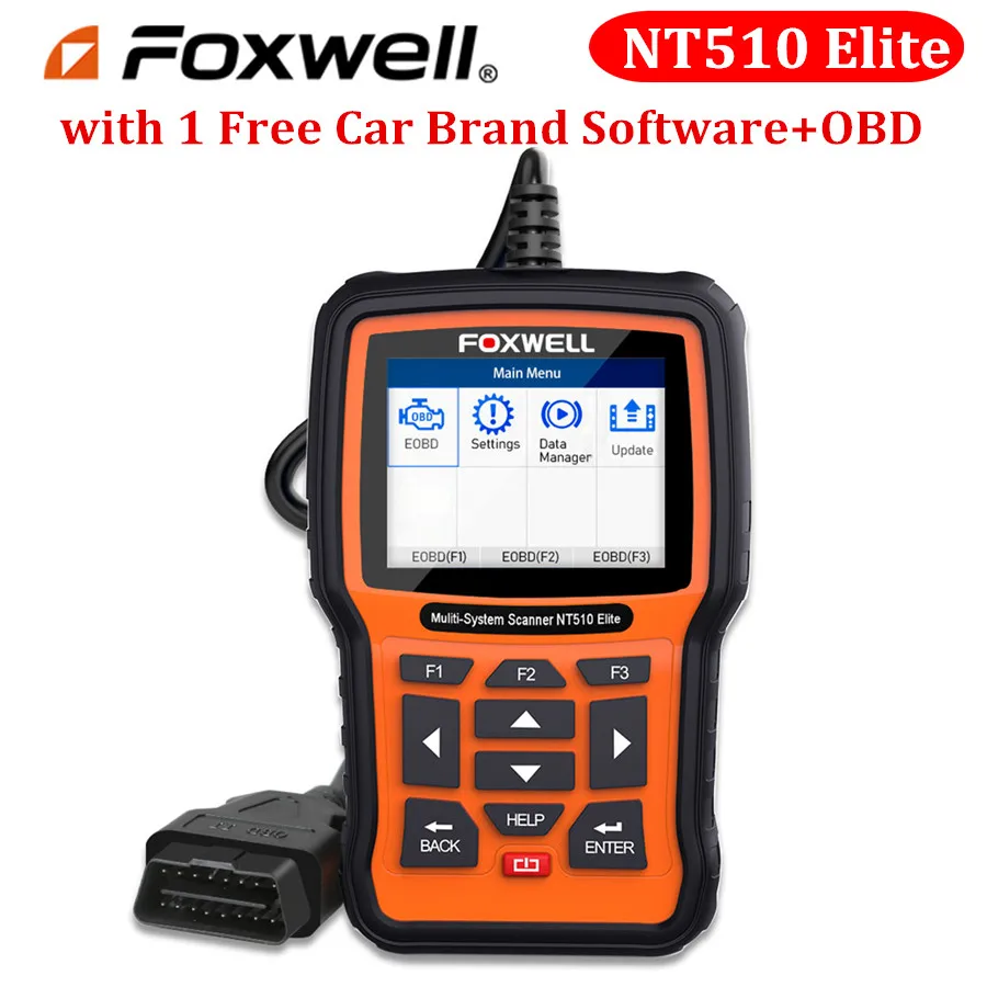 Сканер Foxwell NT510 Elite OBD2 с 1 бесплатным программным обеспечением для автомобиля +