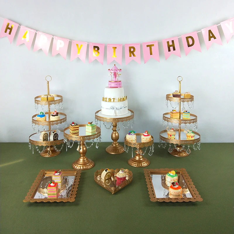 1-15 шт Золотой зеркальный стенд для торта набор круглых металлических