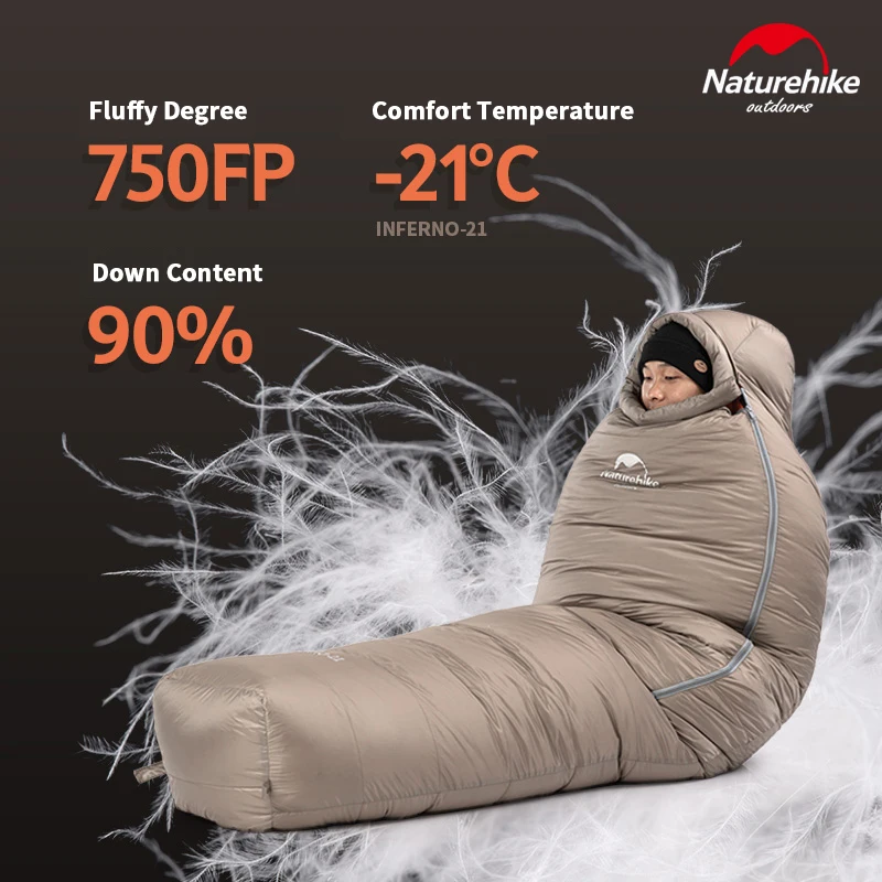 Спальный мешок Naturehike для кемпинга с гусиным пухом 750FP зимний 21 °C теплый спальный