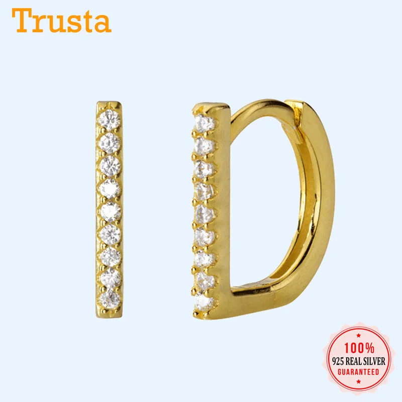 Trustdavis 100% Настоящее серебро 925 пробы обруч CZ запонки клипсы серьги для женщин