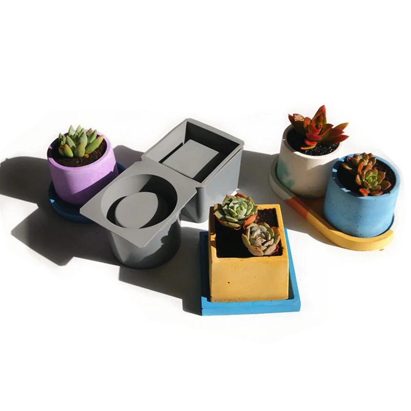 Цементный цветочный горшок Сделай Сам и поднос силиконовая Пластиковая форма