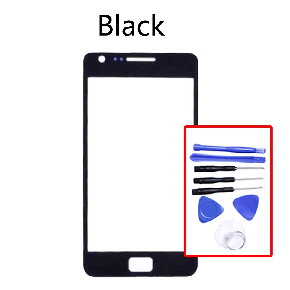 Black-With tool I9100 сенсорный экран для Samsung Galaxy S II S2 i9100 i9100p GT-i9100 GT-i9100p lcd переднее внешнее стекло замена сенсорного экрана объектива - Цвет: Black-With tool