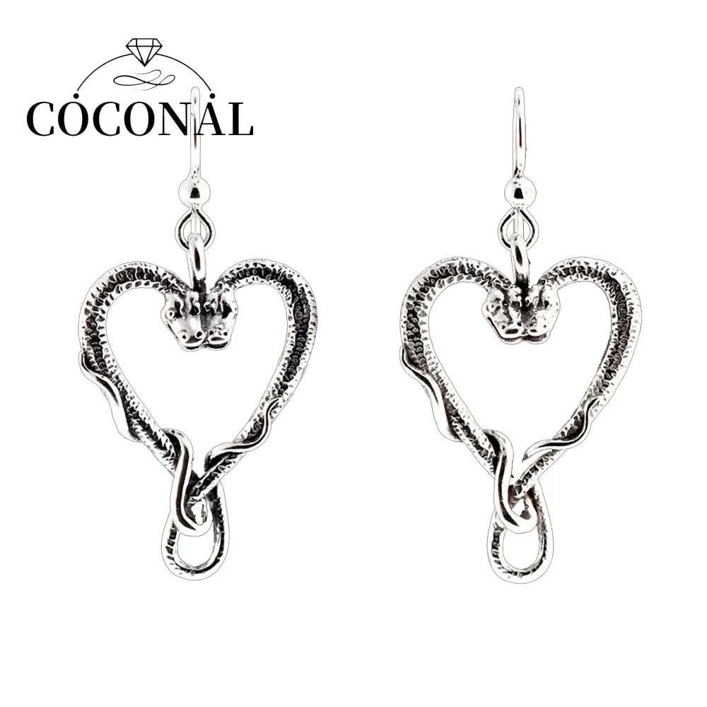 

Coconal Womens Gothic Style Punk Winding Snake Love Dangle Hook Shaped Earrings For Vintage Female Earrings Party Stud Earrings