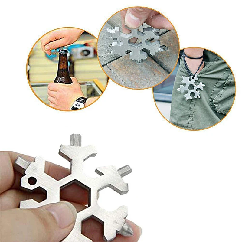 18 In 1 Multi Tool Stainless Steel Snowflake Shape EDC Flat Cross Screwdriver