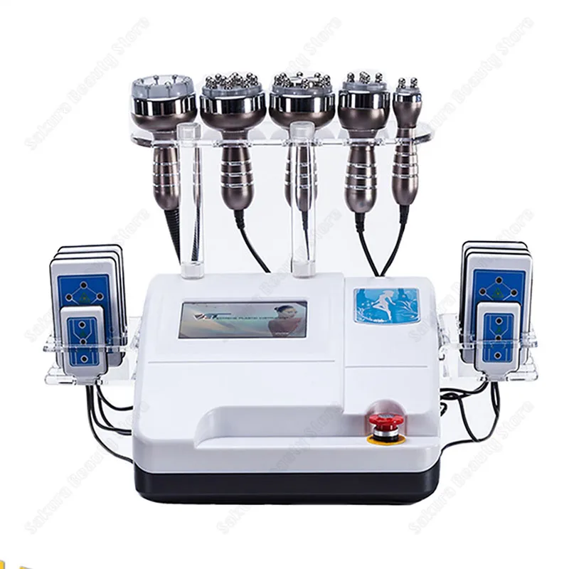 Beste 6 In 1 40K Ultrasone Cavitatie Vacuüm 8 Pads Lipolaser Afslanken Afvallen Huidverjonging Machine Voor Spa