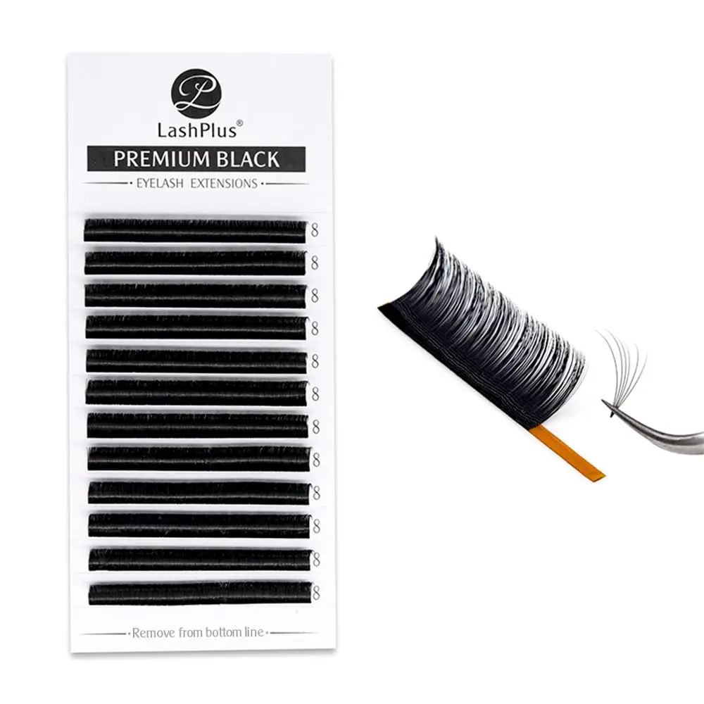 

LASHPLUS 12Lines/Tray easy fan Curl Eyelash Extension All Length Silk Volume Eye Lashes Makeup Natural Lashes