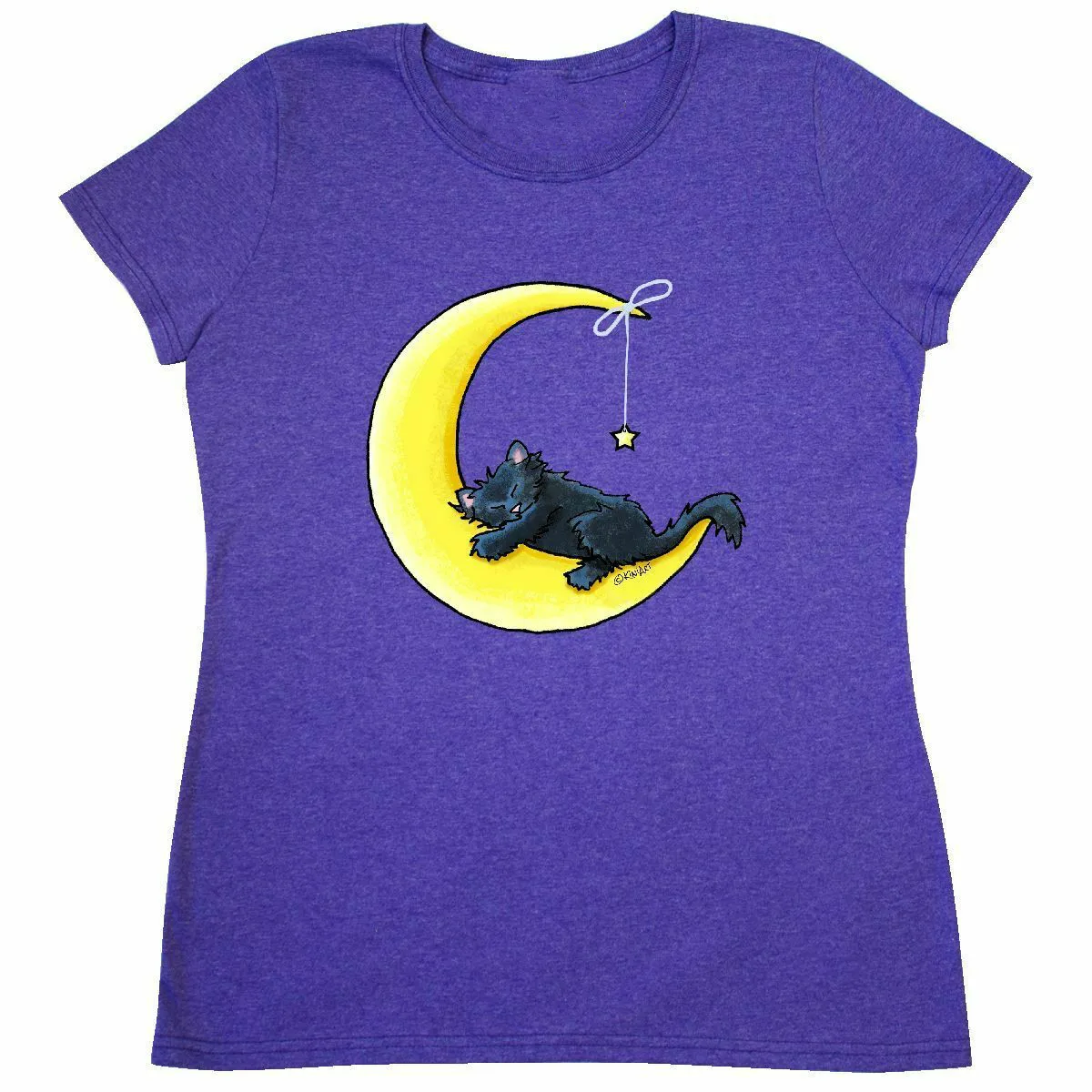 

Black Cat Lunar Love Women's T-Shirt - Kitten Sleepy Sky