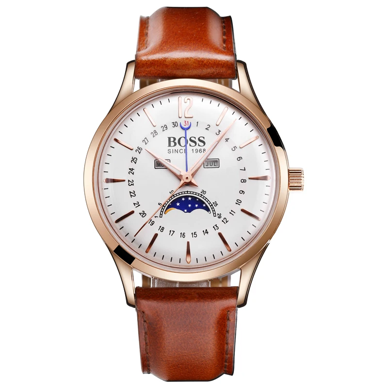 

Мужские часы с кварцевым механизмом и ремешком из натуральной кожи