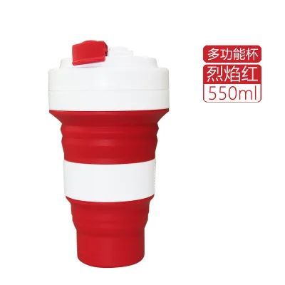 550ml red 550 мл Складная Силиконовая кружка для воды портативная силиконовая телескопическая Питьевая Складная кофейная чашка Складная силиконовая чашка крышки для путешествий - Цвет: 550ml red