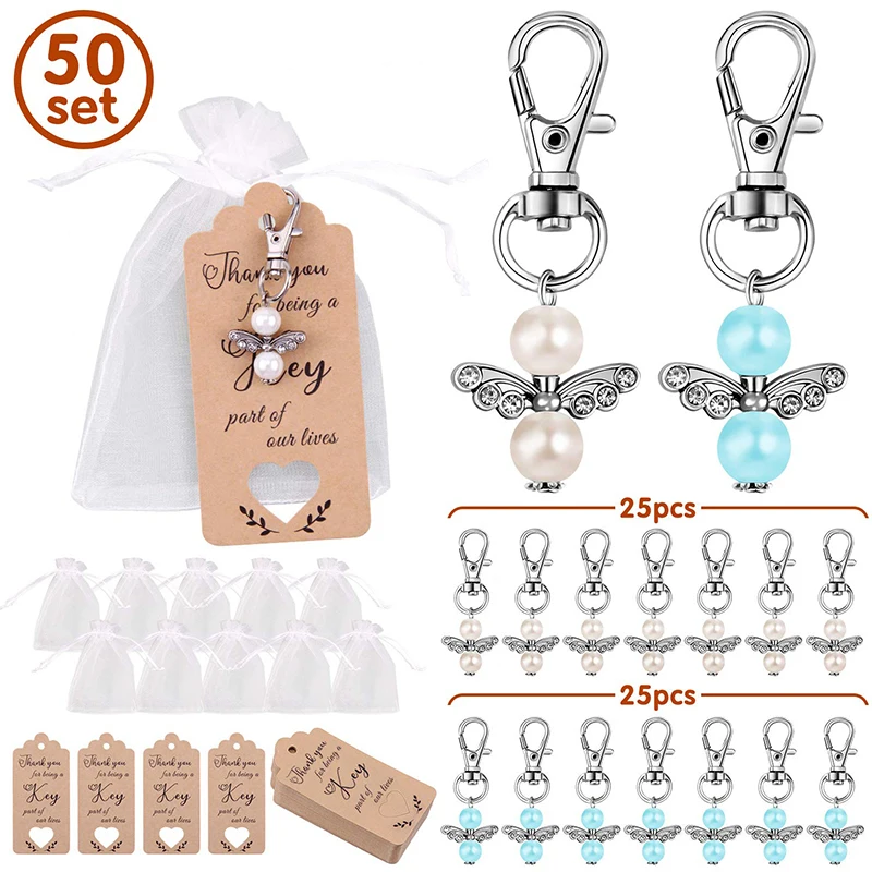 

40/50 Set Wedding Pendant Keychain Birthday Party Gifts Decoration Card with Organza Bag