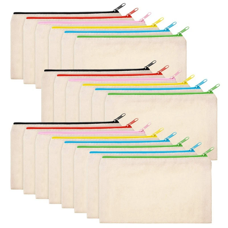 

20 Pcs Canvas Cosmetic Bag Multifunctional Cosmetic Bag Travel Cosmetic Bag Pen Coin Bag Blank DIY Bag