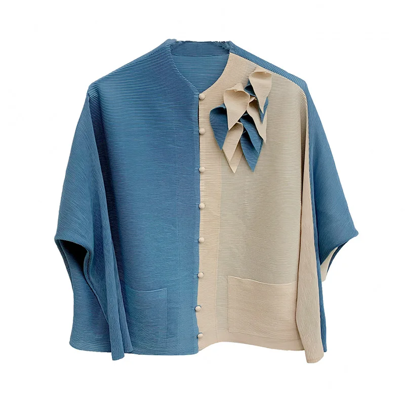 

SuperAen 2021 Spring New Slim Casual Short Multi-color Patchwork Full V-Neck Woman Jacket