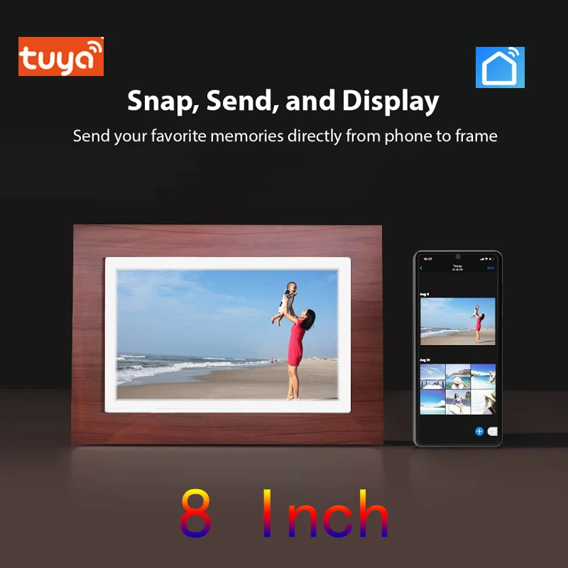

Цифровая фоторамка Tuya с Wi-Fi, 8 дюймов, 8 Гб