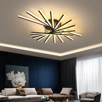 2021 living room ceiling lamp modern long led line lamp home interior decor lamps for bedroom dining chandelier with backlight