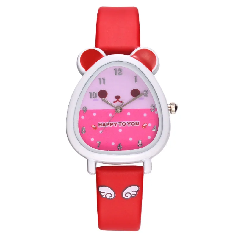 

Kawaii Children's Cartoon Watch Cute Bunny Quartz Watch Rlementary School Watch Colorful Leather Strap Animal Case Wristwatches