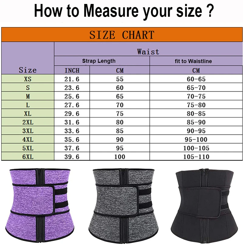 

Twinso XS-6XL Slim Waist Trainer Body Shaper Women Weight Loss Strap Neoprene Sauna Belt Shapewear Zipper Corsets Fajas Girdles
