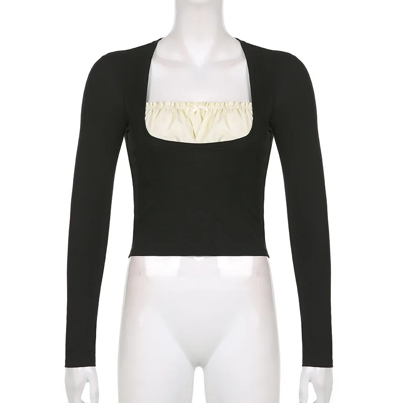 Goth Dark повседневные готические женские облегающие Осенние футболки Harajuku Kwaii с