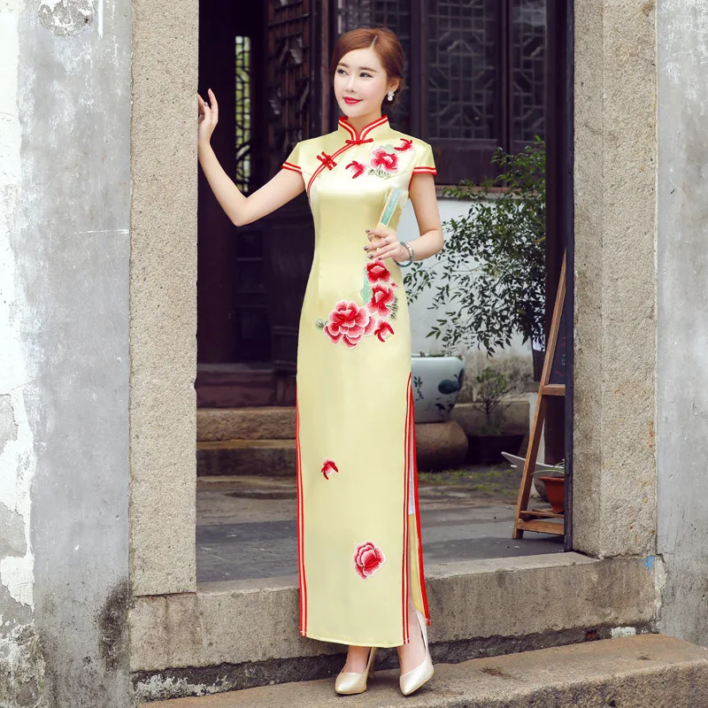 Свадебное вечернее платье Восточное женское платье-Ципао благородный