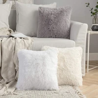 solid soft fluffy cushion cover decorative sofa pillow cover home pillowcase white pink gray shaggy fur cushion cover 43x43cm