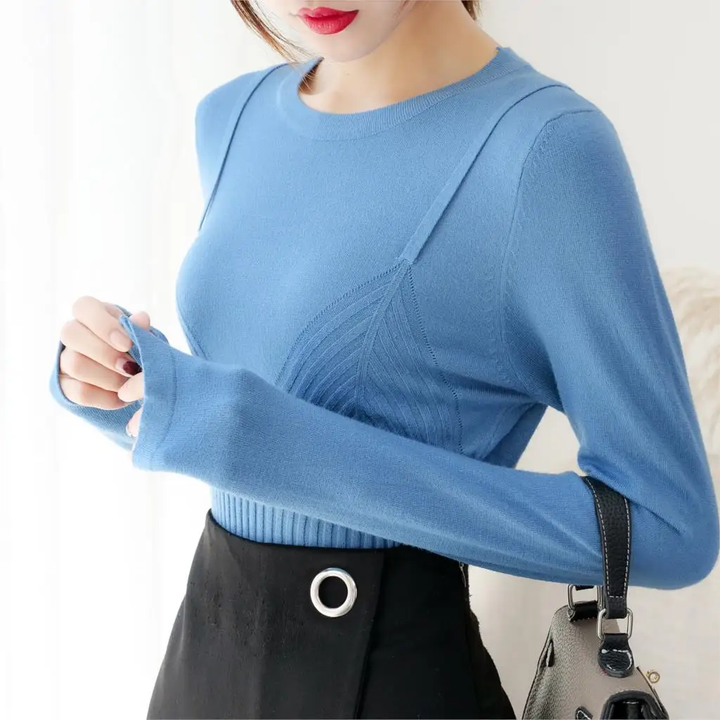 

Women knitted cotton 2019 Women Sweater Autumn and Winter New slim Sweater Pullover Warm Soft Full Sleeve