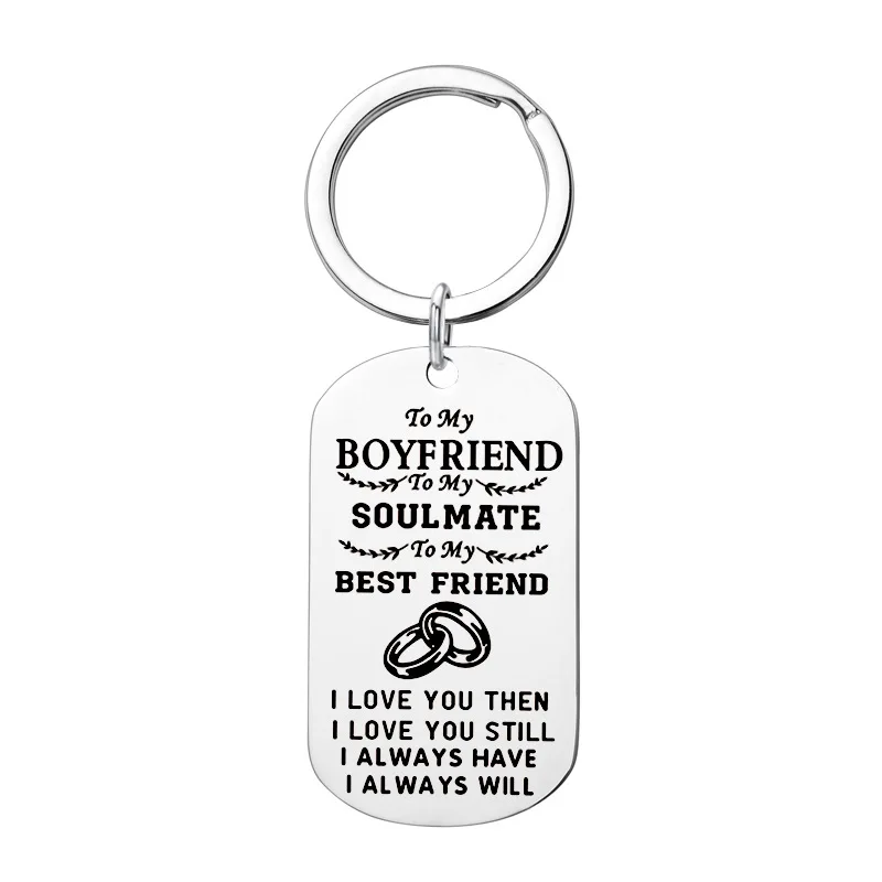 

Birthday Valentine Day Keychain Gifts for Boyfriend Husband Girlfriend Wife I Love You Couples Necklace Key Ring Wedding Gifts