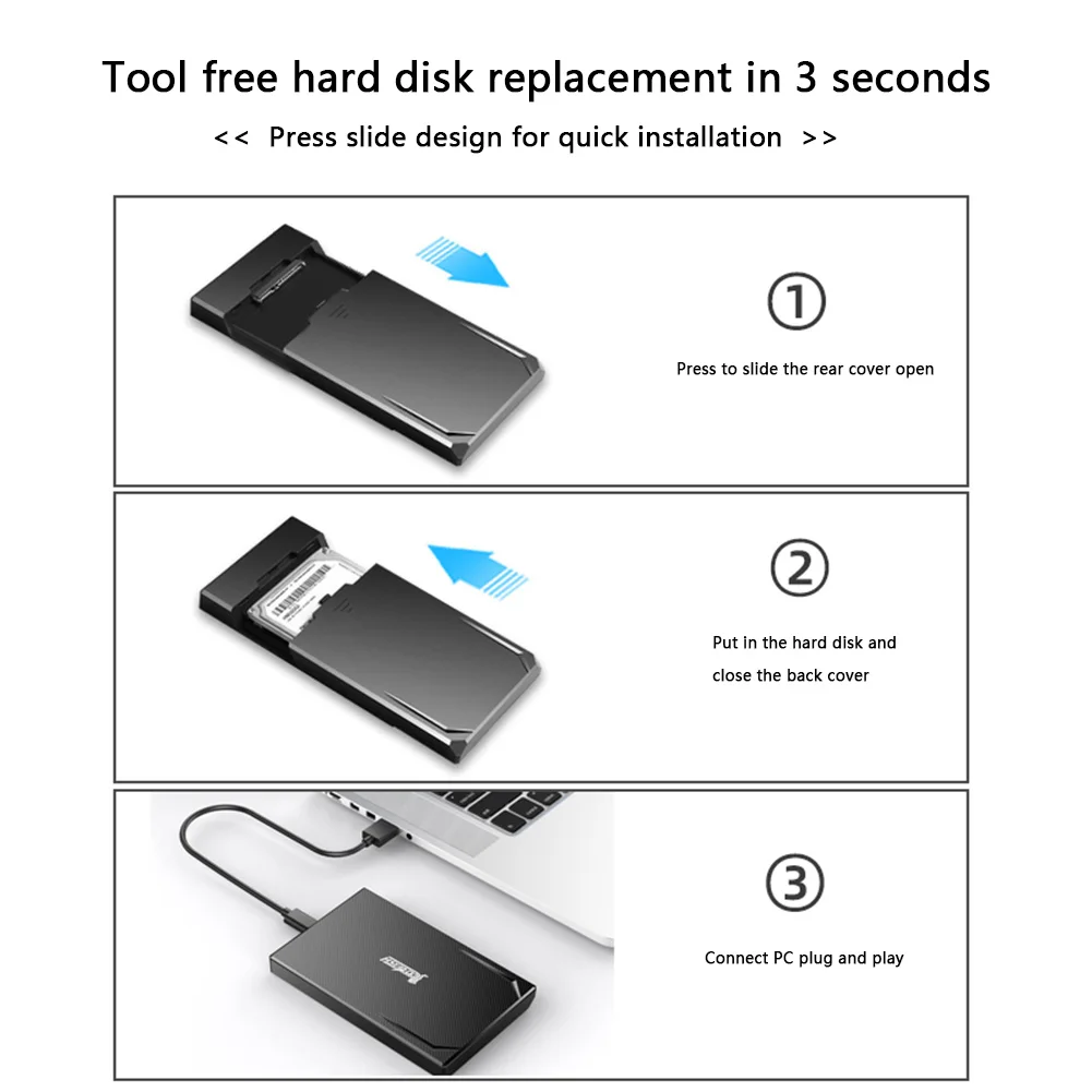 

HD Case External Hard Drive Enclosure USB 3.1 Type C to SATA 2.5 inch HDD SSD Case 7mm 9.5mm for pc Hard Drive Enclosure