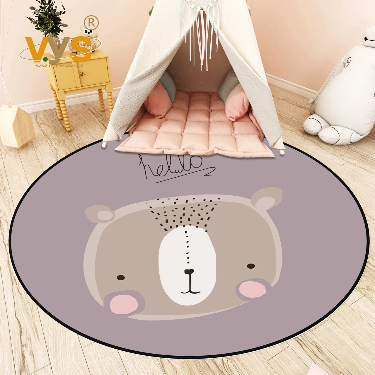

Circular carpet study hanging chair balcony Nordic modern simple cartoon bear bedside bedroom circular carpet