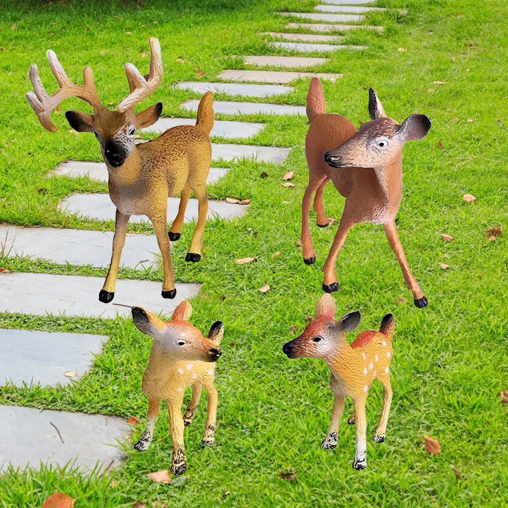 4 шт./компл. Реалистичная ПВХ игрушка в виде оленя для дикой природы детей