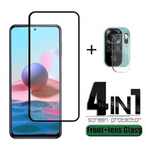 4 in 1 for xiaomi redmi note 10 glass for redmi note 10 tempered glass hd 9h screen protector for note 8 t 9 pro 10 lens glass free global shipping